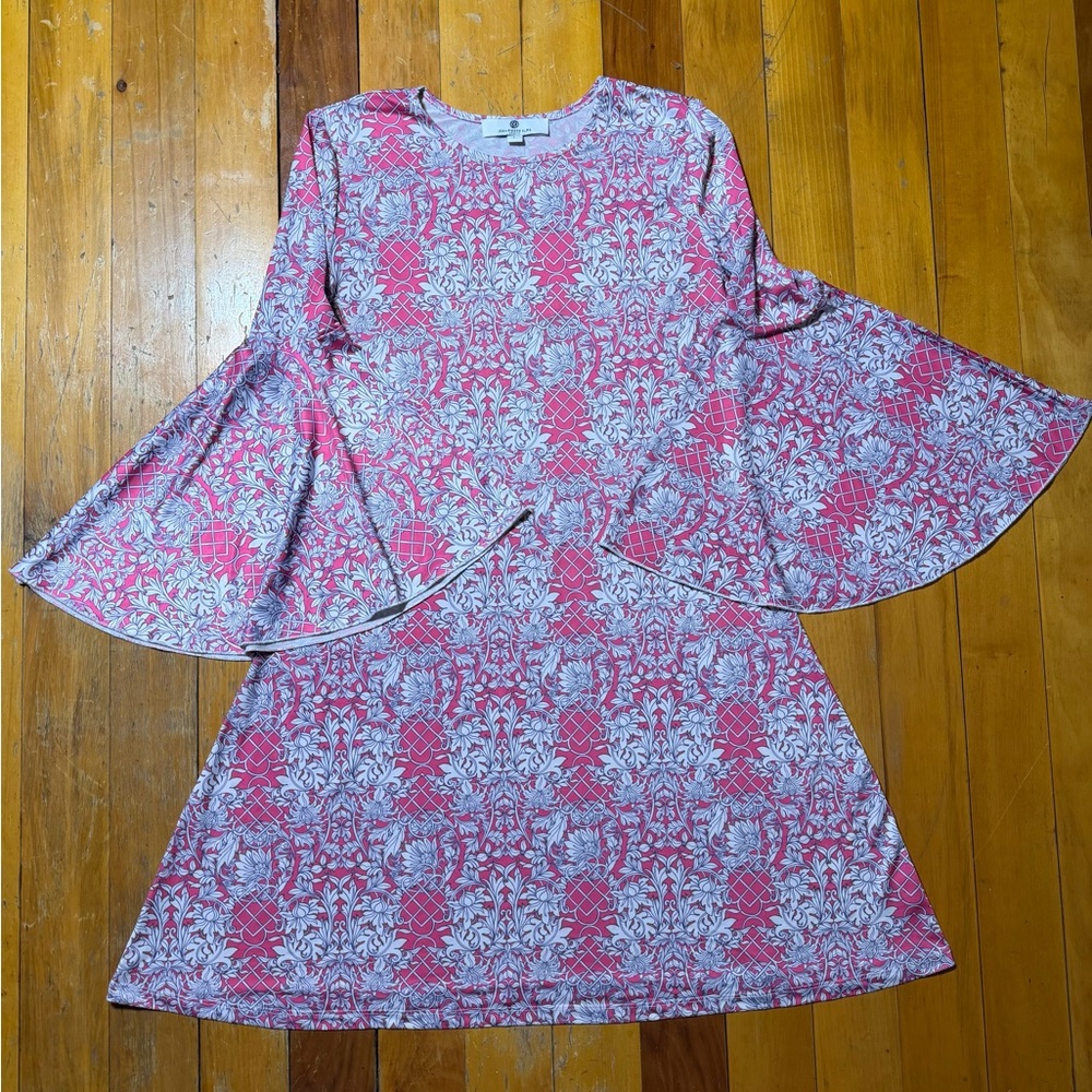 Jean-Pierre Klifa Paris Pink Bell Sleeve Dress L